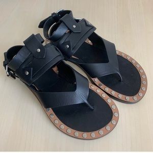 Isabel Marant Black Leather Gladiator Sandals, 8